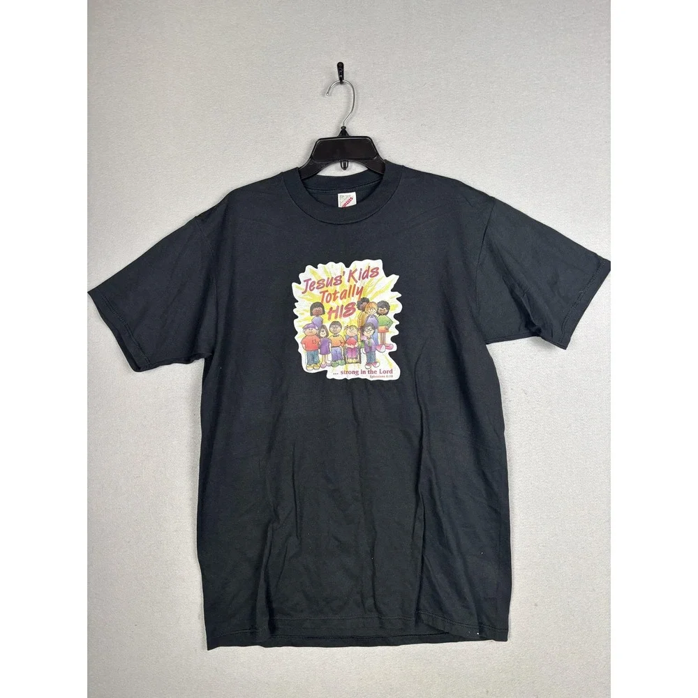 Vintage Jerzees Shirt Mens Large Black Jesus Kids Totally His Made USA Tee 90s